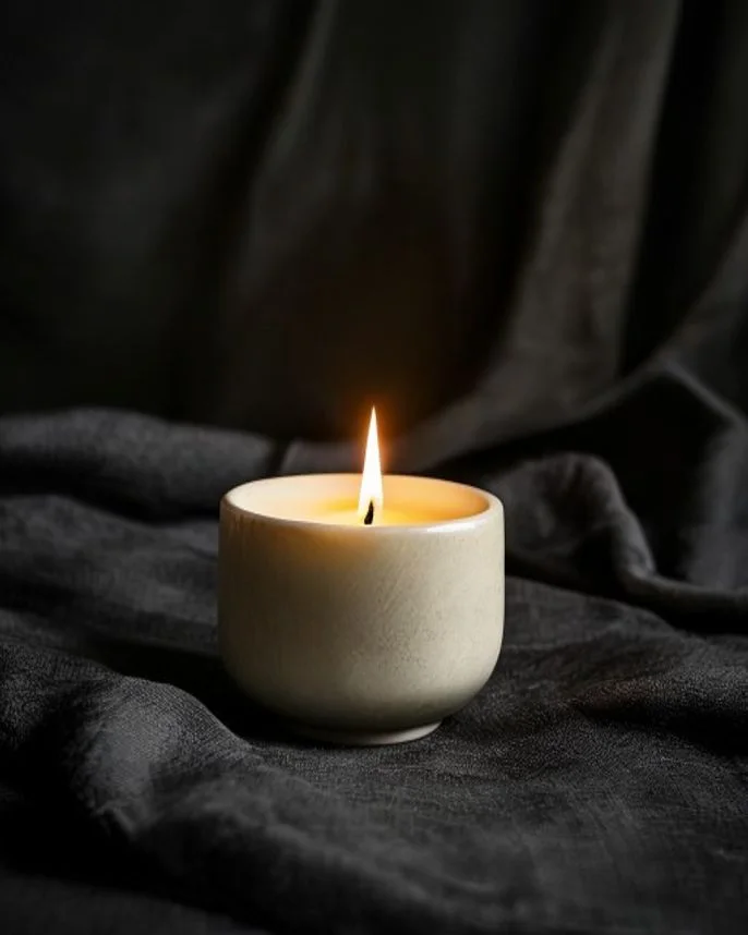 Bougie Maison Lumen dans son écrin sombre